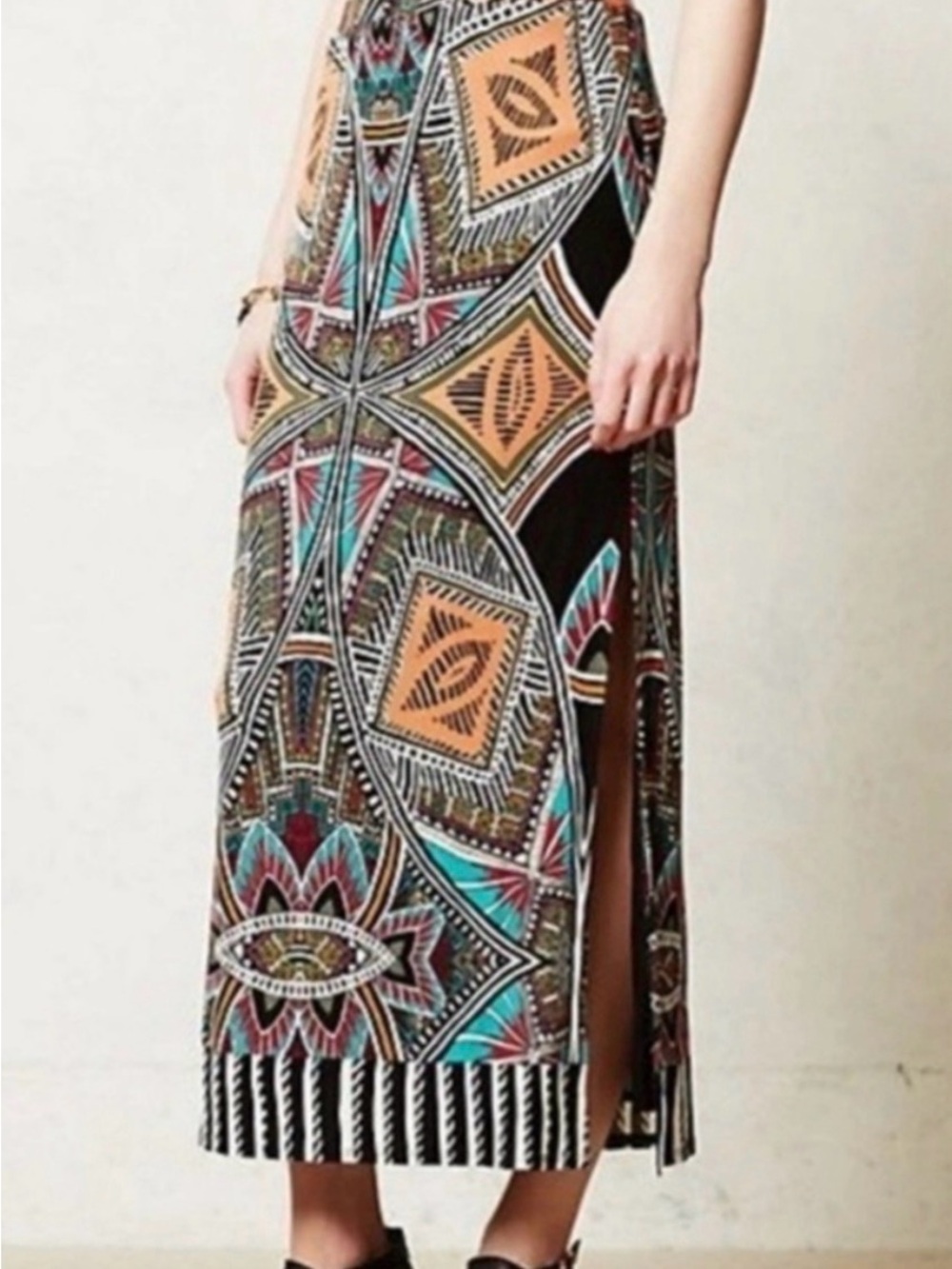 Maeve Moorea Tribal Print Jersey Maxi Skirt